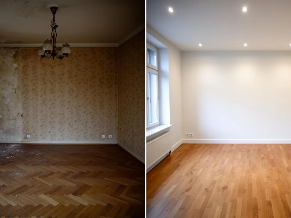 Altbauwohnung in Eimsbüttel vor und nach der Sanierung